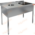 Ванна моечная с отверстием для сбора отходов HICOLD НДСО1М-15/7БП - Hicold - Ванны моечные производственные - Индустрия Общепита